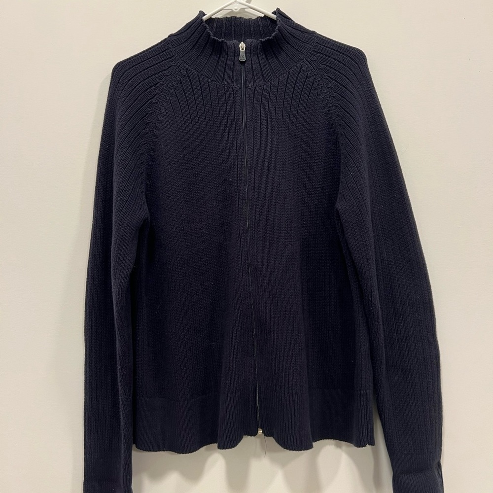 Calvin Klein Jeans Black Ribbed Full-Zip Crew Sweater